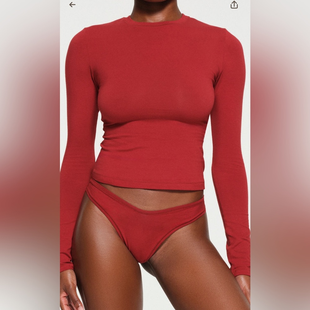 SKIMS NWT Cotton Jersey Long Sleeved T-Shirt - Brick